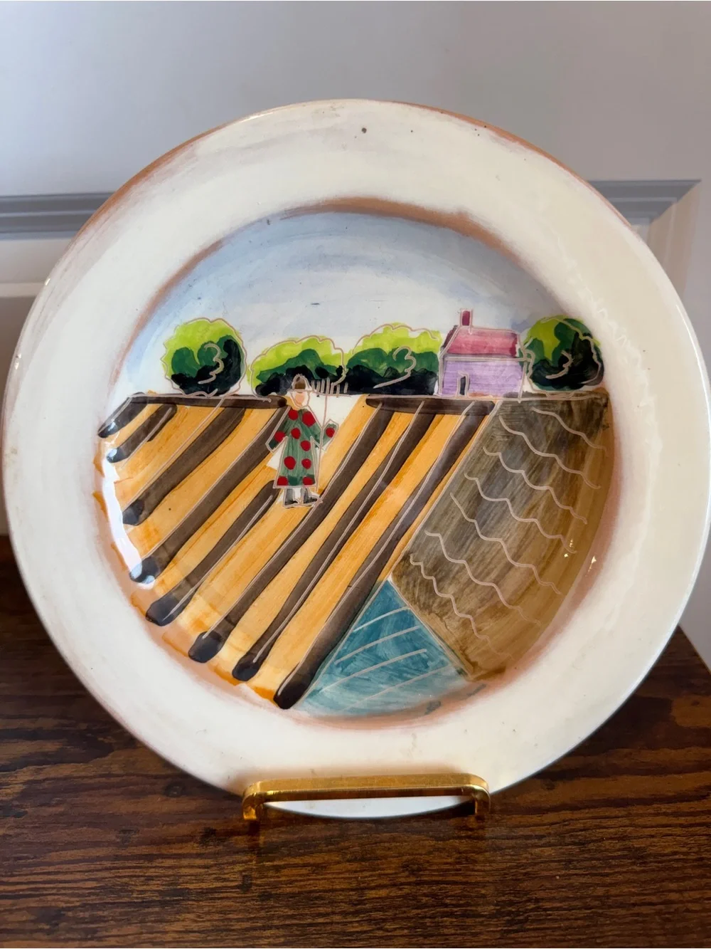 VTG Vietri Italy Hand Painted Tuscany Countryside Ceramic Accent Plates Set of 2